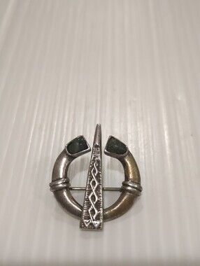 Vintage Brooch Celtic Silver Plated Bronze Pin